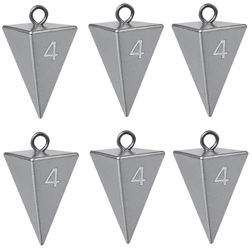 Pyramid Sinkers for Surf Fishing – Lead Fishing Weights, No-Roll Bottom Hold - style: 4oz - 6pcs