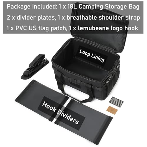 Tactical Camping Storage Bag 18L Tactical Utility Tote Bag Camping Cookware Organizer Trunk Organizer (Black) - color: Black