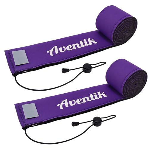 Aventik Lightproof Neoprene Rod Sleeve – Protective Fishing Rod Sock Cover with Hanging Loop & Adjustable Lanyard for Casting, Spinning & Trolling Rods - color: 2xPurple, size: Length: 60''/1.52m