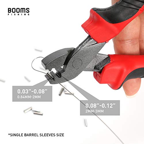 Booms Fishing CP2 Fishing Crimping Tool for Single-Barrel Sleeves, with 300pcs Sleeves - style: Red Crimping Pliers with 300pcs Sleeves