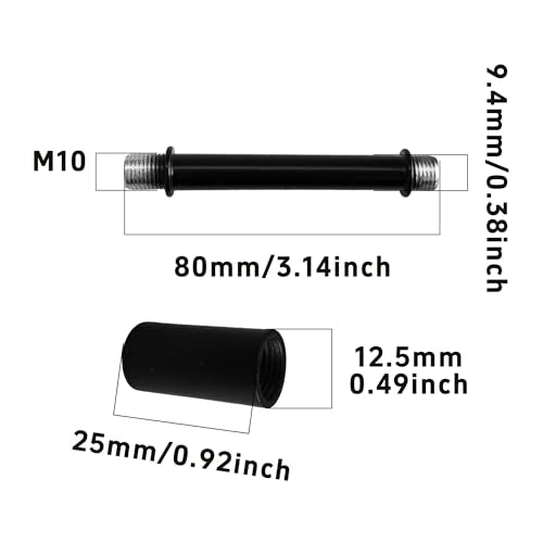 4 Sets 3.15” Straight Pipe Lamp Stem Kit, M10 Double End Threaded Lamp Rod Long Extension Risers, Black Lamp Parts Replacement for DIY Floor Lamps, Table Lamps & Ceiling Lights - size: 3.15”