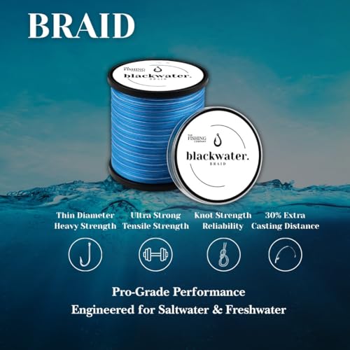 Blackwater Braid 8X Braided Fishing Line – Smooth, Strong UHMWPE Fiber – Abrasion Resistant, Zero Stretch – for Saltwater & Freshwater - color: Blue Camo, size: 15LB (300 Yards)