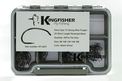 Kingfisher Fly Tying Standard Barbless Scud Fly Tying Hook – High Carbon Steel Barbless Hooks for Standard Scud Patterns - size: #16-100 PK