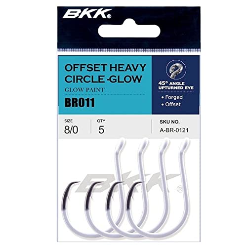 BKK Offset Heavy Circle Glow Hook | 2X | Glow in The Dark | Needle Point - size: 3/0#