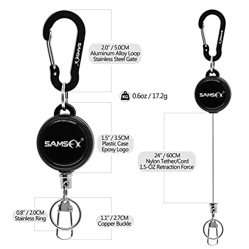 SAMSFX Fly Fishing Tippet Line Cutter Fishing Nippers Mulit-Tool with Zinger Retractors - color: Carabiner & Retractors, 24" Nylon Cord