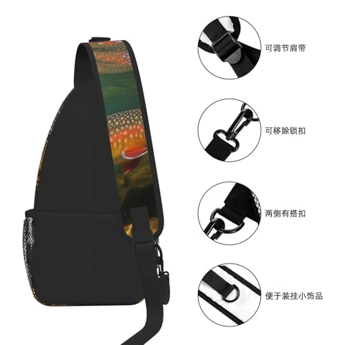 Brook Trout Fly Fishing Sling Bag For Women Men Travel Hiking Backpack Crossbody Shoulder Chest Bags Casual Daypack