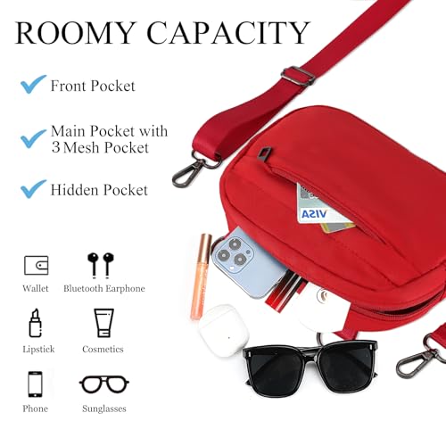 MAXTOP Small Crossbody Bags for Women Belt Bag Fanny Pack with Adjustable Strap - color: Red, style: Small Crossbody Bag