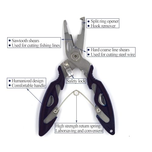Pack of 201pcs Fishing Stainless Steel Split Rings 5 Sizes and Plier Set, Split Ring Capable of withstanding Large tensile Force and Fishing Plier Tool Kit for Saltwater Fishing Lure Connectors… - color: 250pcs Rings&Black plier