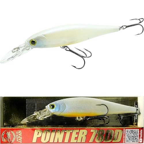 LUCKY CRAFT Pointer 78DD Freshwater Fishing Lure and Gear for Bass & Trout, 3 inch Deep Diving Suspending Jerkbait Fishing Line, Pressure-Ready Fish Bait, Premium Gear for Tackle Box, - color: 445 French Pearl OB