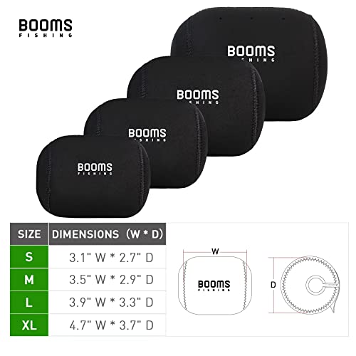 Booms Fishing RC1 Neoprene Reel Cover, Round Baitcasting Reels Cover, Fit for 50 100 200 300 400 800 1000 2000 3000 4000~10000 Conventional Reels, S/M/L/XL Size - size: L (3.9" W x 3.3" D)