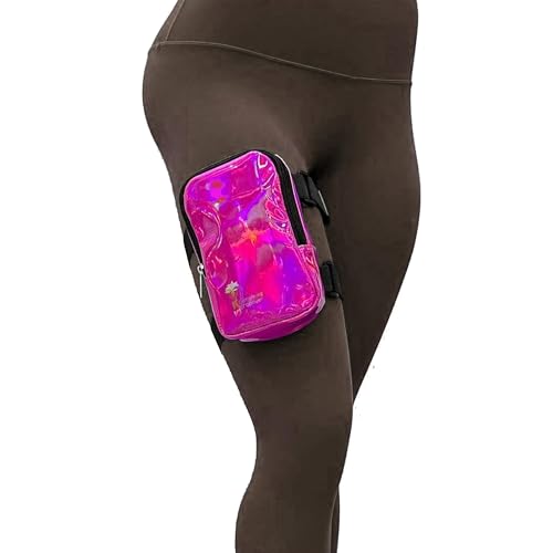 Holographic Thigh Bag | Leg Harness for Women | Outdoor Waist Pouch | Carnival Hiking Travel Fanny Pack with Adjustable Straps | Pink - color: Pink