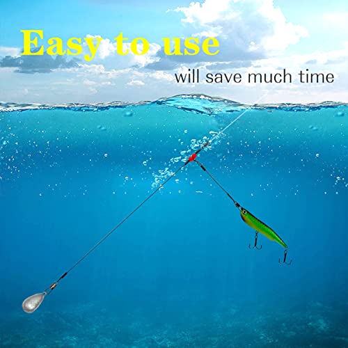 YOTO Fishing Leaders,Stainless Steel Tackle Rig with Tackle Lure Swivels Snaps, Saltwater rig Wire Leader Fishing Leader Wire Bottom rigs for Saltwater - color: Black Fishing Leaders, style: 1arm-12pcs