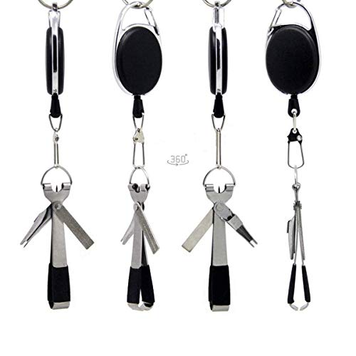 Fishing Quick Knot Tying Tool 3 Sets Stainless Steel 4 in 1 Tool Including Quick Knot Knotter Fly Line Clippers Hook Sharpener Hook Eye Needle with Zinger Retractor