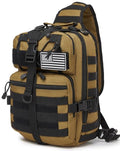 Tactical Sling Pack Big Crossbody Backpack Over Shoulder Bag Military for Men Hiking Outdoor Sport Gym - color: Brown Tan