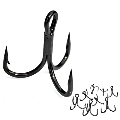 10pcs/Box Fishing Treble Hooks 6X Strong Black High Carbon Replacement Treble Hooks Size 3/0 2/0 1/0 1# 2# 4# 6# 8# - size: 2#-10pcs