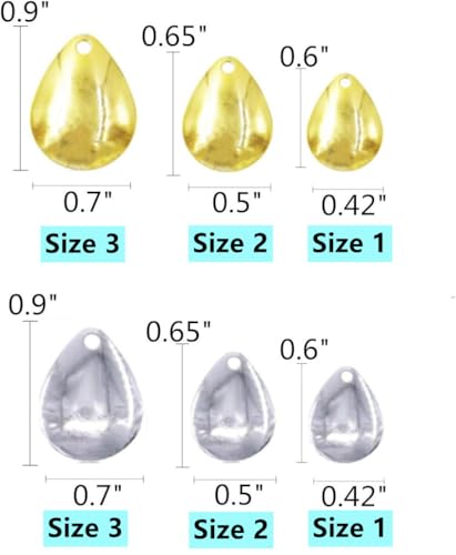 Fishing Spinner Blades for Lure Making - 50pcs/Box Colorado Willow Spinner baits Blades Bulk for DIY Spoons Spinnerbaits Walleye Fishing Rig Make - Silver Gold Size #1#2#3 - color: Gold Colorado, size: #2