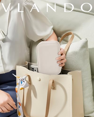 VLANDO Travel Jewelry Case for Women Girls, Gifts for Mother, PU Leather Small Jewelry Box for Rings, Necklaces, Bracelets, Earring Holder Organizer Storage for Travel Essentials - Beige - color: A.Beige