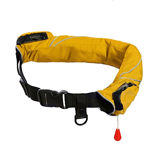 Top Safety Life Belt Pack with Whistle - Auto Inflatable Slim Waist Belt Life Vest Preserver PFD for Boating Fishing Sailing Kayaking Surfing Paddling Rafting Swimming - Adjustable Life Saving Vest - color: Yellow