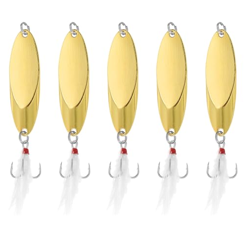 PATIKIL Fishing Spoons, Fishing Lures Casting Spoon Treble Hooks Jigs Hard Metal Spinner Baits for Freshwater Saltwater - style: 3/4oz