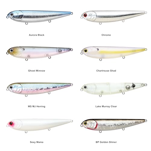 LUCKY CRAFT Sammy 105 Topwater Fishing Lures, 3 Hook, 4-1/8" Floating Freshwater Trout and Bass Lures, Walk-the-Dog Tournament Bait, Bass Fishing Gear and Tackle Box Accessories - color: 238 Ghost Minnow