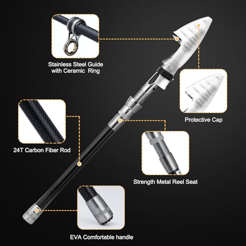 Number-one Telescopic Fishing Rod and Reel Combo Set, 6.9ft Metal Fishing Pole Kit with Line, Lures, Carrier Bag, Spinning Rod Reel Combo