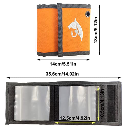Aventik 10 Pockets Fishing Tackle Binder Fly Fishing Leader Tippet Line Wallet Leader Case Tippet Storage Fly Fishing Great for Pre-Tied Carp and Catfish Rigs - color: 2pcs-orange