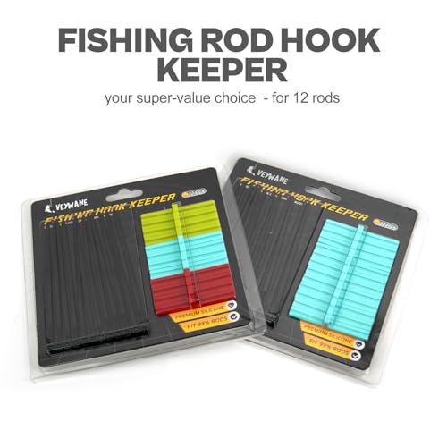 Universal Fishing Hook Keeper - Silicone Secure Holder for All Rods (Ultra Light to Sea), 12-Pack with Nylon Zip Ties - style: Red