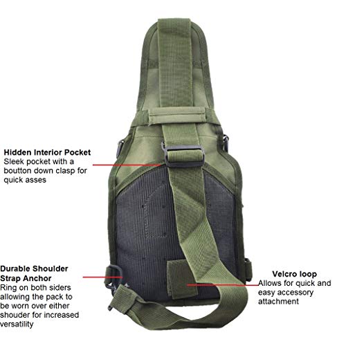 FAMI Outdoor Tactical Bag Backpack, Military Sport Bag Pack Sling Shoulder Backpack Tactical Satchel for Every Day Carry (Army Green) - color: Army Green