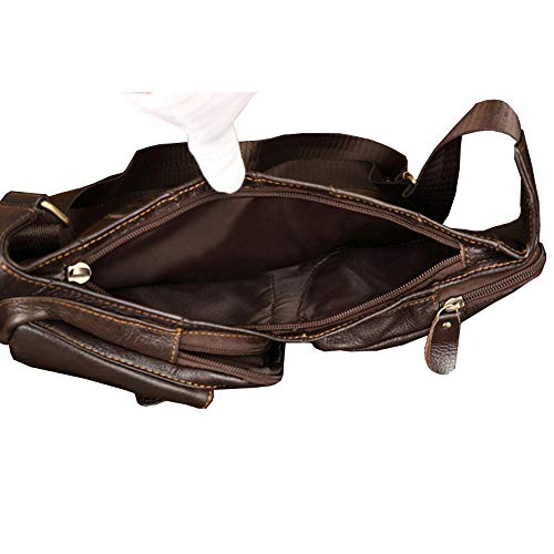 Hebetag Leather Sling Bag Crossbody Backpack for Men Women Travel Outdoor Camping - color: #03coffee