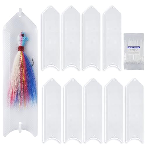 SILANON Fishing Lure Sleeves Wraps 10pcs Durable Clear Lure Sleeves Covers with Nylon Cable Ties Keep Fishing Safe Fishing Hook Covers Bait Storage Protector Easily See Lures for Fishing Rod - size: 10pcs-Small(7.28in*2.01in)