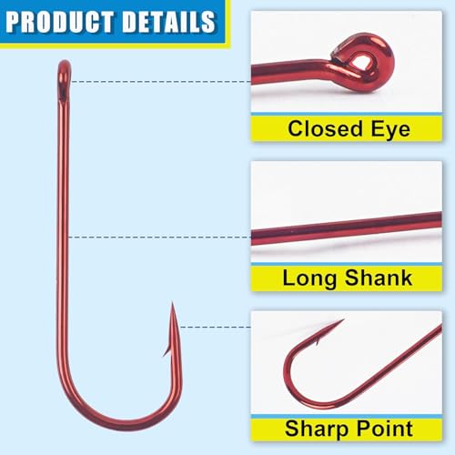 Crappie Panfish Fishing Hooks Aberdeen Hook Set,150pcs Fishing Hooks Long Shank Offset Crappie Hooks Light Wire Fish Hook Carbon Steel Bluegill Hooks Freshwater Bass Catfish Trout Mix Color Small Size