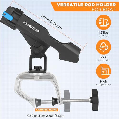 PLUSINNO Fishing Boat Rods Holder Large Clamp Opening 360 Degree Adjustable Fishing Rod Racks Folding Holder - color: RH20 MAX OPENING1.97 inch 4Pack
