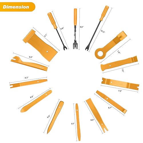 GOOACC 40Pcs Trim Removal Tool,Auto Terminal Removal Key Tool,Auto Clip Pliers Stereo Removal Tools,Car Upholstery Repair Removal Kit,Precision Hook and Pick Set,Wiring Threader,Car Film Scrape-Yellow - color: Yellow