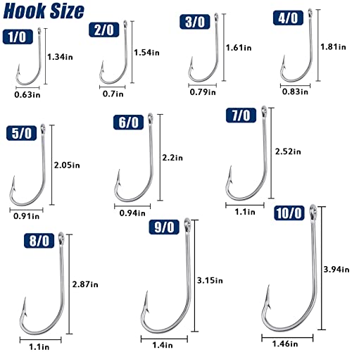 Saltwater Fishing J Hooks O'Shaughnessy Forged Extra Strong Stainless Steel Trolling Sea Bass Striper Snapper Fishing Hooks, Size 1/0-10/0 - size: 2/0-30pcs