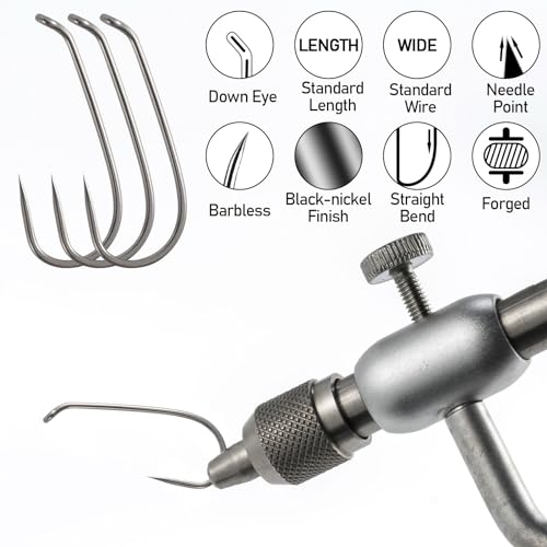 Dr.Fish 100 Pack Dry Fly Hooks Black Nickel High Carbon Steel Fly Tying Material Accessories Trout Salmon Fishing Hooks Freshwater Saltwater Fishing Barbed-Gold - color: Barbless Dry Fly Hooks, size: #16