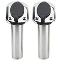Amarine Made 2Pcs Stainless Steel Fishing Rod Holder Flush Mount with Black PVC Cap and Liner Boat Rod Holder 30 Degrees