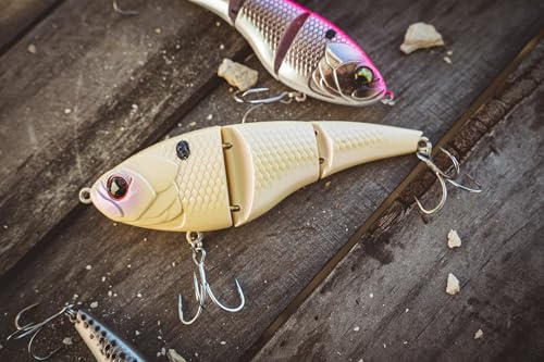 6th Sense – Speed Pump Saltwater Swimbait Fishing Lure, Jointed Hard Bait with Natural Swimming Action - color: Bone Pearl, size: 4in. (.80oz.)