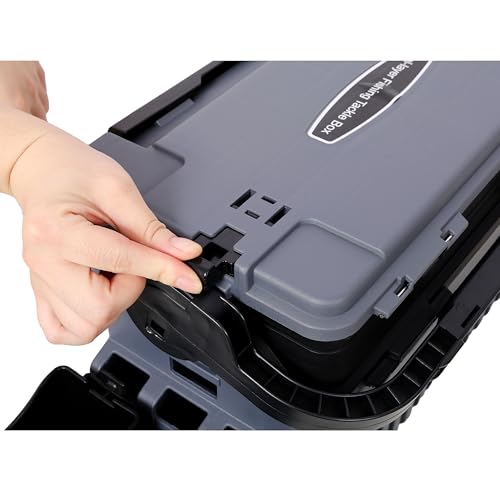 Dual-layer Fishing Tackle Box, Tackle Box Organizer Fishing Box Large, Plastic Portable Tackle Storage Box with 2pcs Rod Holder, 2pcs Cup Holder, 1pc Carring Strap - color: Gray