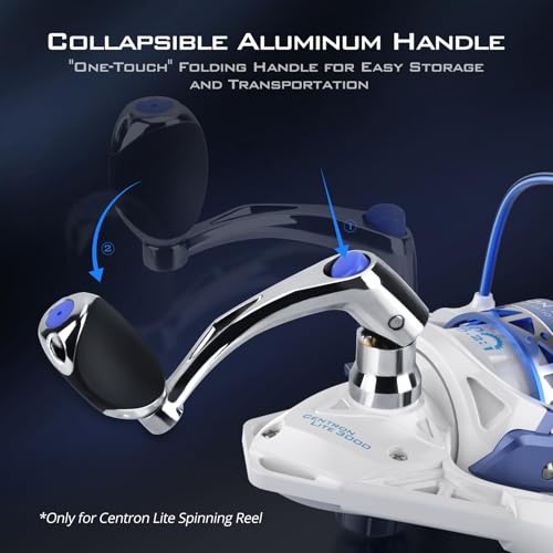KastKing Centron & Centron Lite Spinning Reels, Size 500 is Perfect for Ice Fishing, Up to 17.5 Max Drag, 5.2:1 Gear Ratio, Ultra Smooth Powerful, CNC Aluminum Spool, 9+1 BB Light Weight - color: Centron Lite - Collapsible Handle, size: Size 2000