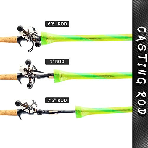 SF Fishing Rod Sock Fishing Rod Sleeve Rod Cover Braided Mesh Rod Protector Pole Gloves Fishing Tools for Spinning Fishing Rod,Casting Rod,Musky Rod, Ice Rod, Fly Rod, Spey Rod - color: Green-gold-2pcs, size: Fit Casting Rod 6-1/2 FT to 7-1/2 FT