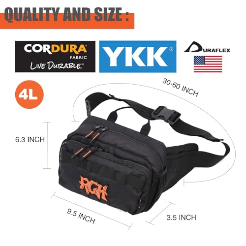Rough Enough Tactical Fanny Pack for Men Crossbody Fashion Waist Packs with Molle System Stormproof Cordura Hiking Travel Fishing Chest Bag Black