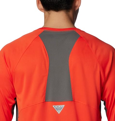 Columbia Men's Terminal Tackle Vent Long Sleeve - color: Bright Poppy/City Grey, size: Medium
