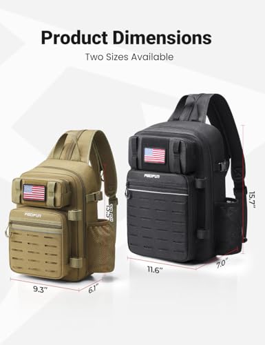 Piscifun Fishing Backpack Tackle Bag with 2 Rod Holders, Multi-Compartment Storage, MOLLE System, Water-Resistant Lightweight Outdoor Pack - color: Double Shoulder - Khaki, style: Large