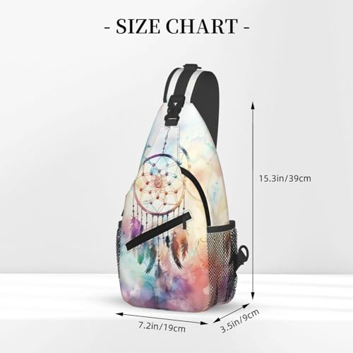 Watercolor Dream Catcher Sling Backpack Chest Bag Crossbody Shoulder Bag Gym Cycling Travel Hiking Daypack For Men Women - color: Watercolor Dream Catcher