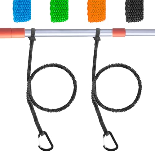 1/2/4 Pack Kayak Paddle Board Tether Leash Stretchable Strap Lanyard Rope, 3.3-7 Feet with Carabiner for SUP Kayaking Boating Canoeing Fishing Pole Rod or Other Gear - color: Black, size: 2pcs(3.3-7ft)