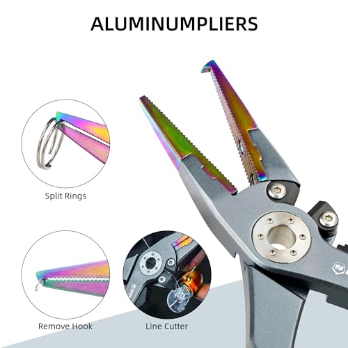 Fishing Pliers for Saltwater & Freshwater, with line Cutter, 6 or 7.5 inch, Hook Remover Pliers, SUS420 Jaws with Titanium Coating, Tungsten Carbide Cutter (Natural, 7.5 inch) - color: Natural, size: 7.5 inch