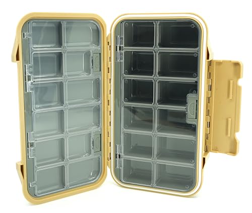 Kingfisher Large Waterproof 24 Compartment Tailwater Nymph Fly Fishing Box - color: Tan