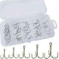 Drasry Fishing Treble Hooks Set for Saltwater Freshwater Size 1/0 to 16 High Carbon Steel Different Fish Hook 50pcs/Box - color: Silver, size: #8 to #16 Small