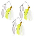 Reaction Tackle Spinner Bait, Compact Profile Fishing Lure with Flash and Vibration for Bass, Trout, Pike, Salmon and Walleye (3-Pack) - color: White Chartreuse, size: 1/2 Oz