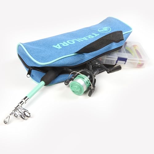 Fishing Kit with Rod, Pre-Spooled Reel, Tackle, Hooks, Zip Carry Case - Camping/Hiking/Kayaking/Boat/RV/Car/Cabin/Cottage